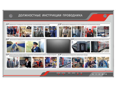 Интерактивный электрифицированный стенд "Должностные инструкции проводника" с сенсорным монитором