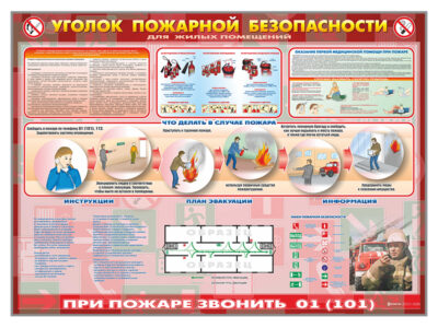 Стенд "Уголок пожарной безопасности" (для жилых помещений)