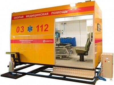 Тренажерный комплекс "Макет автомобиля скорой медицинской помощи класса С - Реанимобиль" с имитацией движения (установленный на динамической платформе)